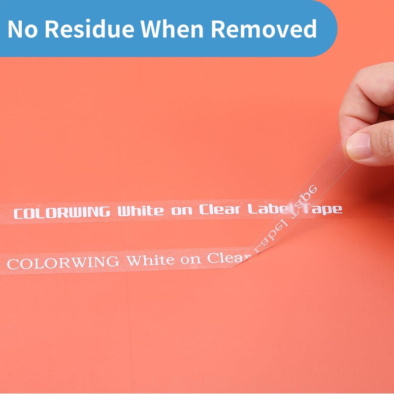 COLORWING TZe-135 White on Clear Tz Tape TZe135 Compatible with Brother 12mm 0.47 Laminated White Clear for Brother PTouch PT-D210 D220 D200 H110 D400 D410 1880 Label Maker  3-Pack - Image 4